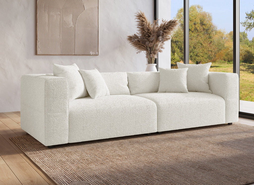 Canapé 4 places effet peau de mouton beige EVELYNE