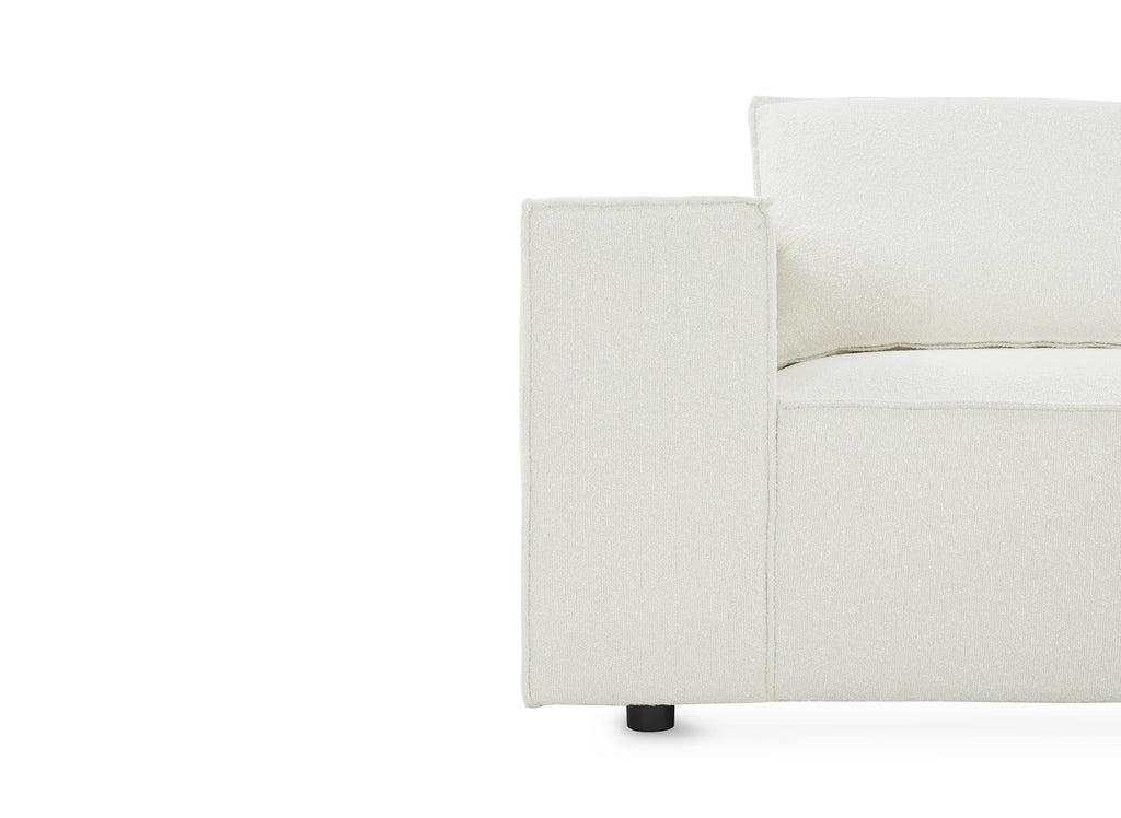 Canapé d'angle modulable en tissu effet peau de mouton blanc écru HARLEM