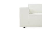 Canapé d'angle modulable en tissu effet peau de mouton blanc écru HARLEM