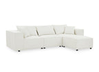Canapé d'angle modulable en tissu effet peau de mouton blanc écru HARLEM