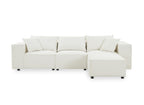 Canapé d'angle modulable en tissu effet peau de mouton blanc écru HARLEM