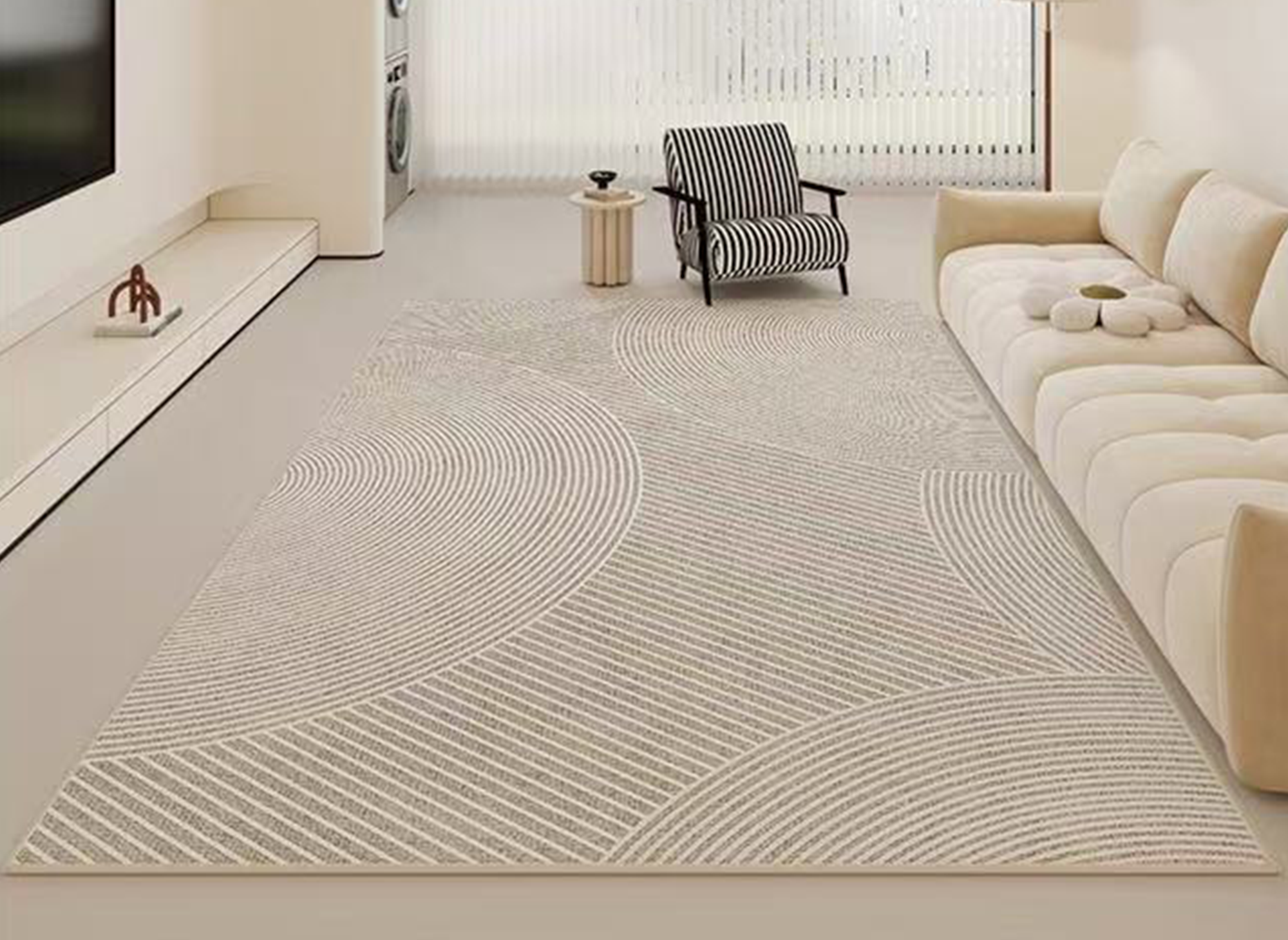 Tapis rectangulaire beige à motif abstrait 160x230cm ORYA