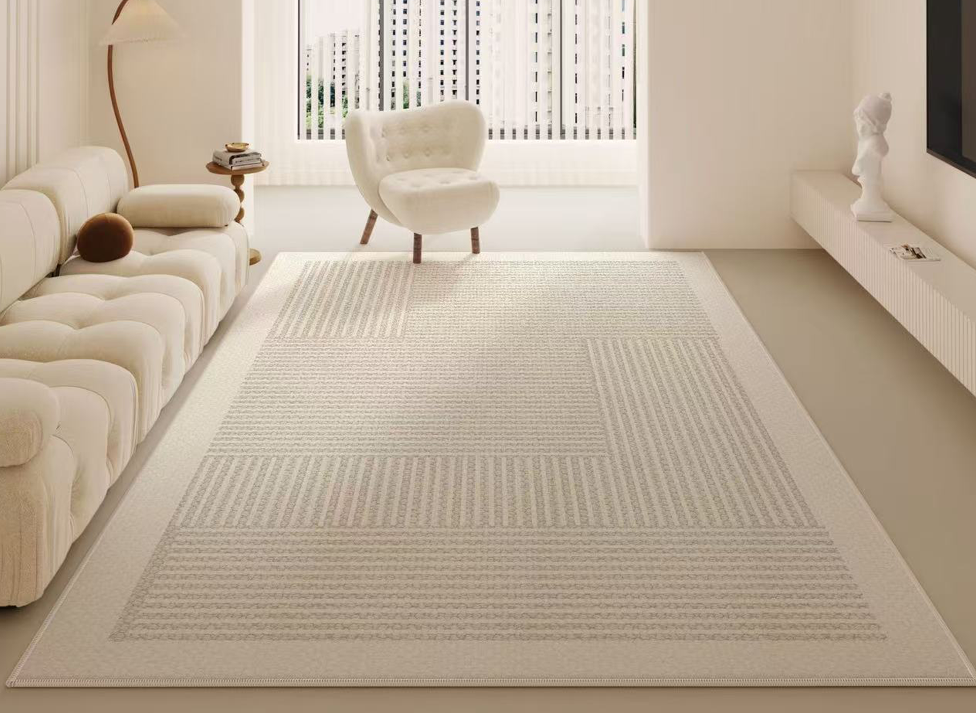 Tapis rectangulaire beige à motifs géométriques 160x230cm KAIS