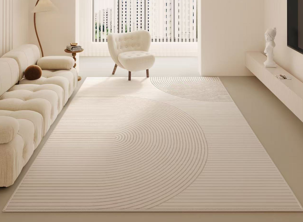 Tapis rectangulaire beige à motifs circulaires 160x230cm SAMA
