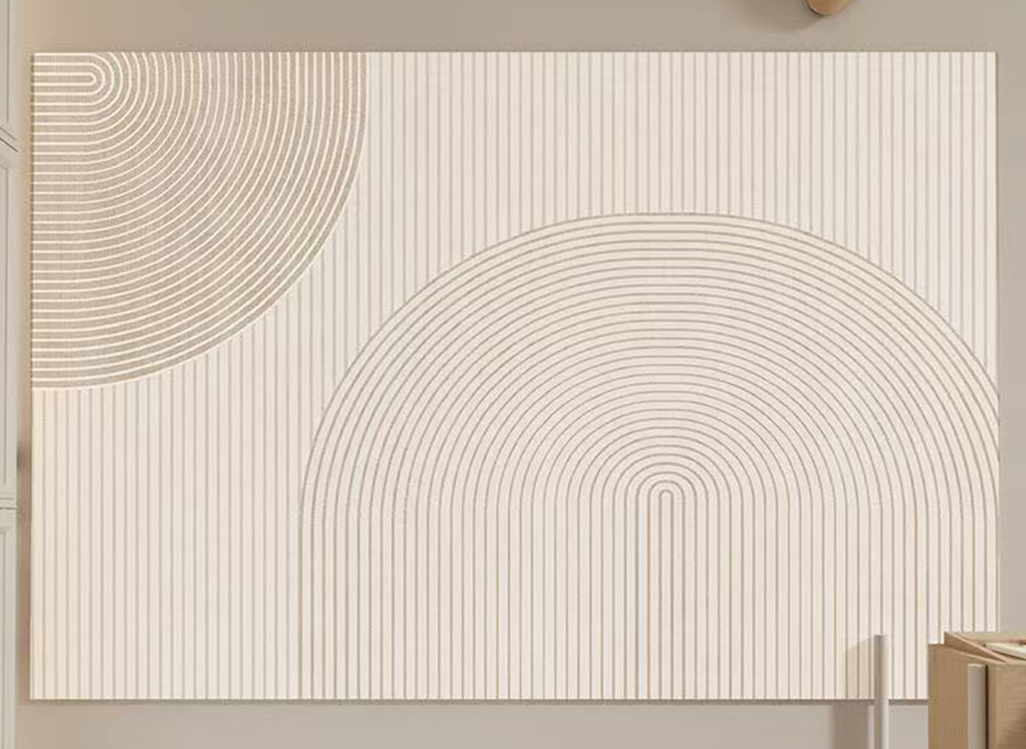 Tapis rectangulaire beige à motifs circulaires 160x230cm SAMA