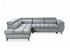 Canapé d'angle convertible matelassé avec coffre en velours gris LUCIANO - Angle gauche