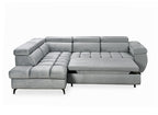 Canapé d'angle convertible matelassé avec coffre en velours gris LUCIANO - Angle gauche