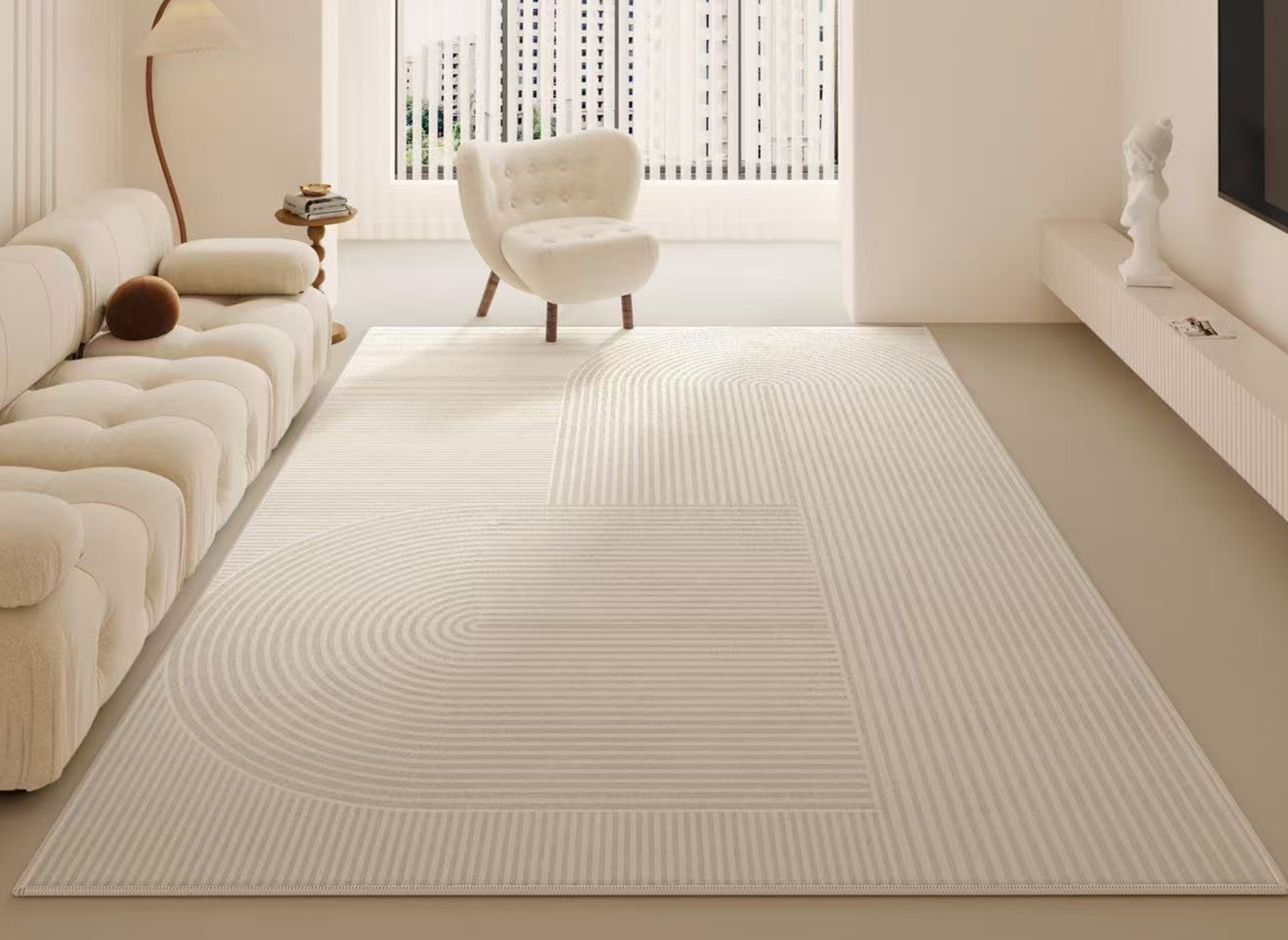 Tapis rectangulaire beige à motif abstrait 160x230cm LUANE