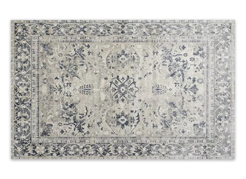 Tapis rectangulaire style oriental gris et blanc 160x230 cm SULTAN