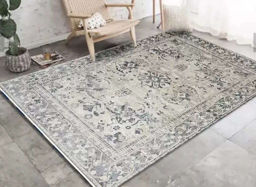 Tapis rectangulaire style oriental gris et blanc 160x230 cm SULTAN