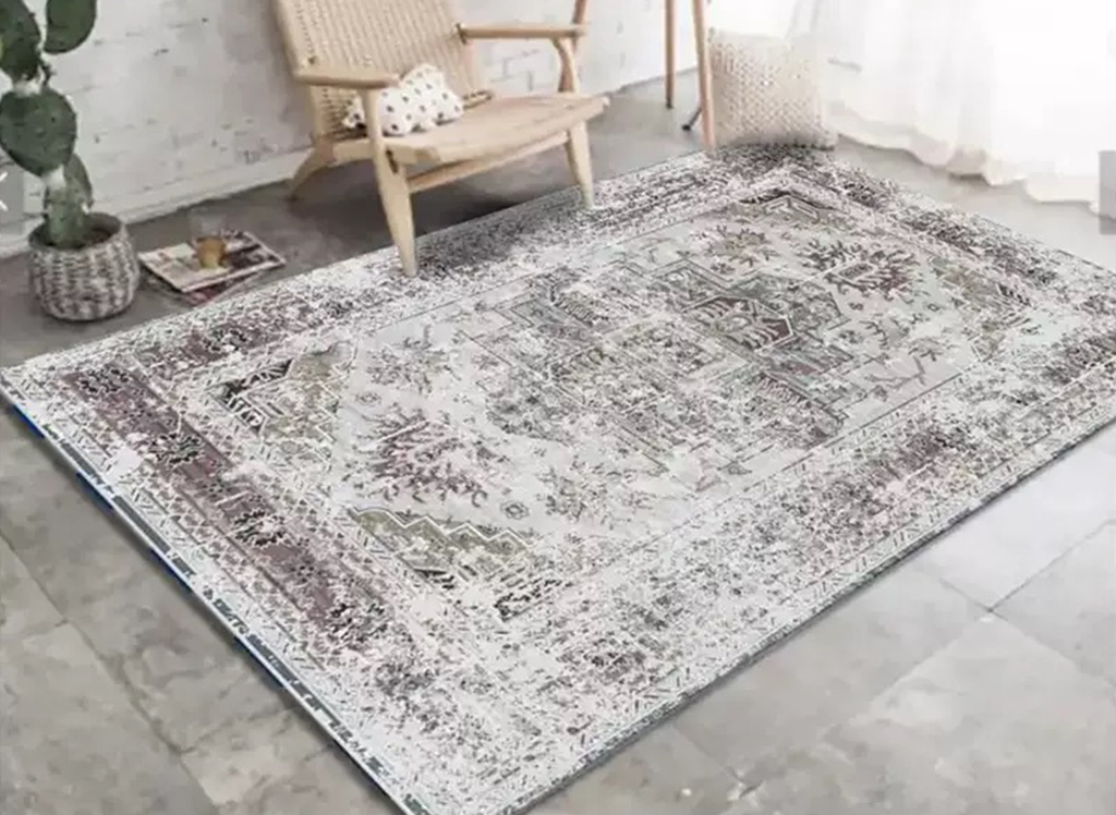 Tapis rectangulaire style oriental gris et blanc 160x230 cm RAJAH