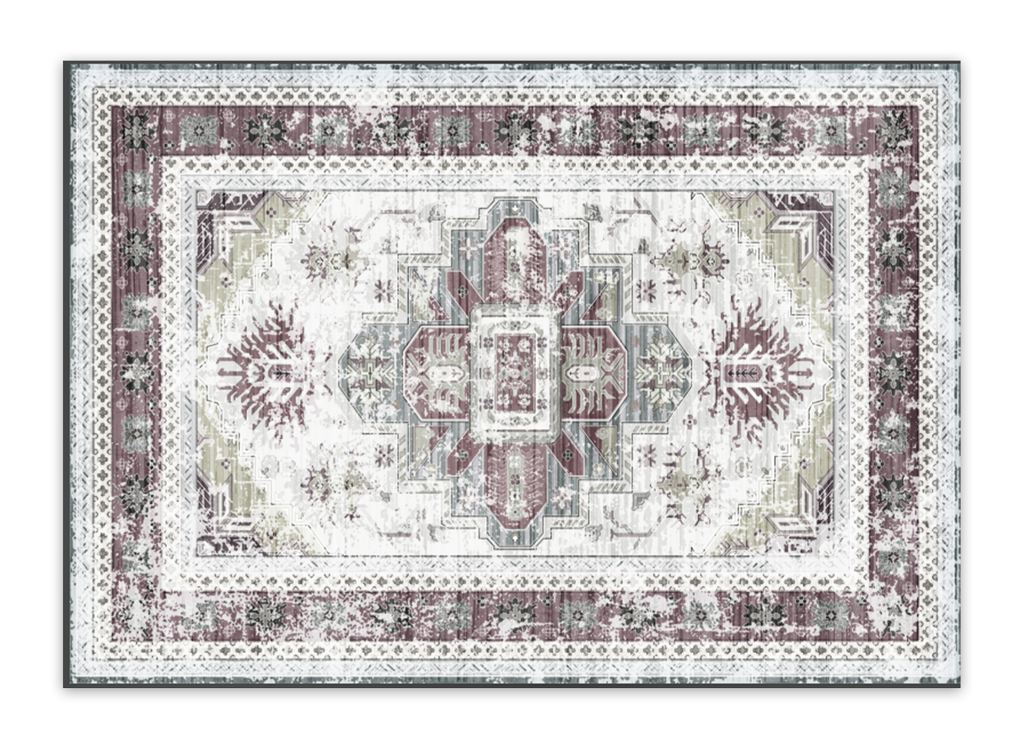Tapis rectangulaire style oriental gris et blanc 160x230 cm RAJAH