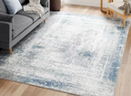 Tapis rectangulaire style vintage bleu et blanc 160x230 cm KALIMA