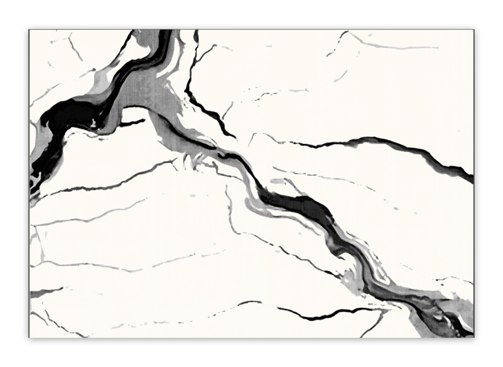 Tapis rectangulaire à motifs marbre noir et blanc en tissu effet cachemire 160x230 cm ZAEL