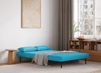 Banquette convertible 2 places en tissu bleu turquoise TONKA