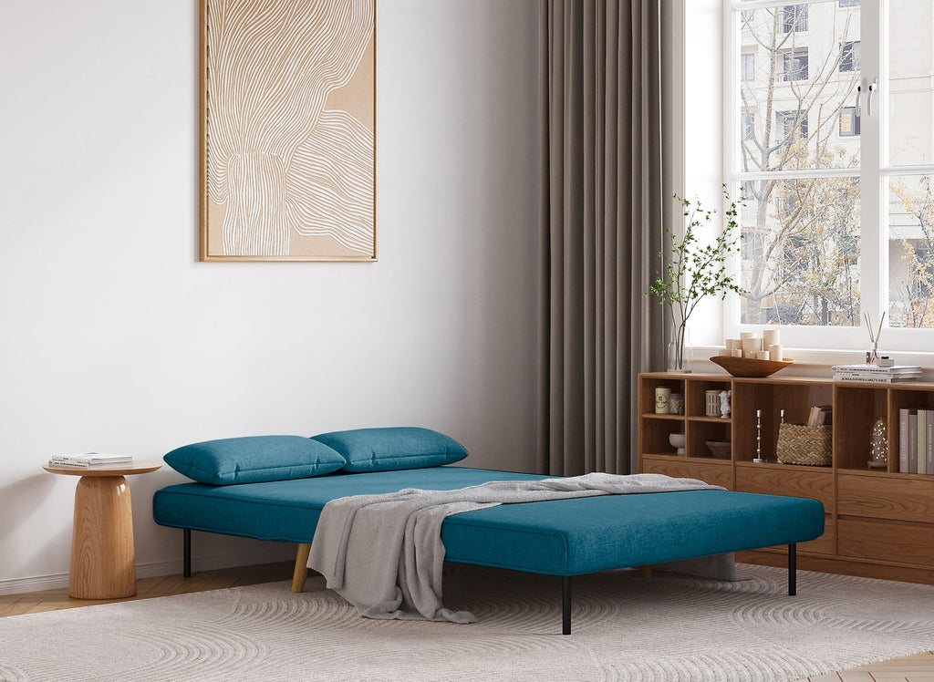 Banquette convertible 2 places en tissu bleu TONKA