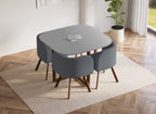 Ensemble table + 4 chaises encastrables grises FLEN