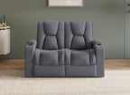 Canapé 2 places relax électrique en tissu microfibre gris EL CLARENCE