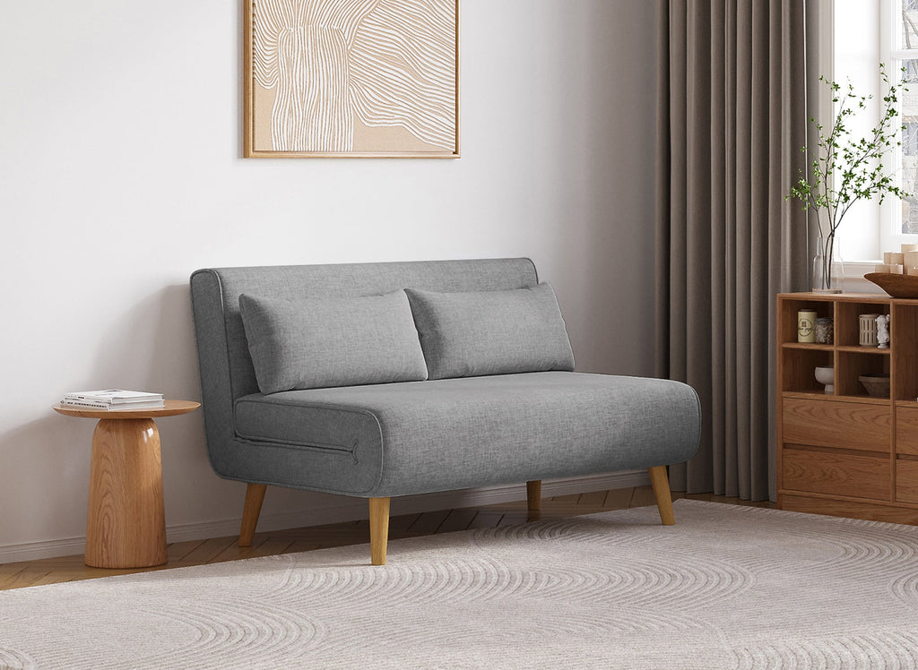 Banquette convertible 2 places en tissu gris TONKA