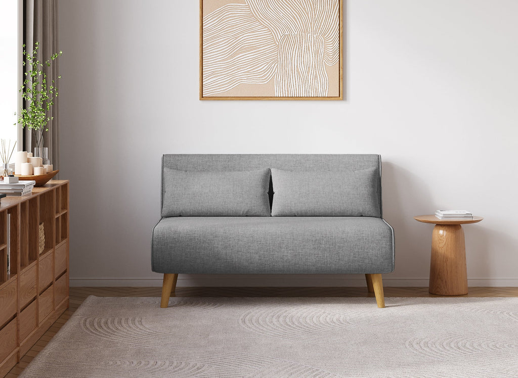 Banquette convertible 2 places en tissu gris TONKA