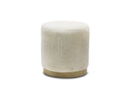 Pouf design en velours côtelé beige et pied en bois NAORA