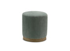 Pouf design en velours côtelé vert d'eau et pied en bois NAORA