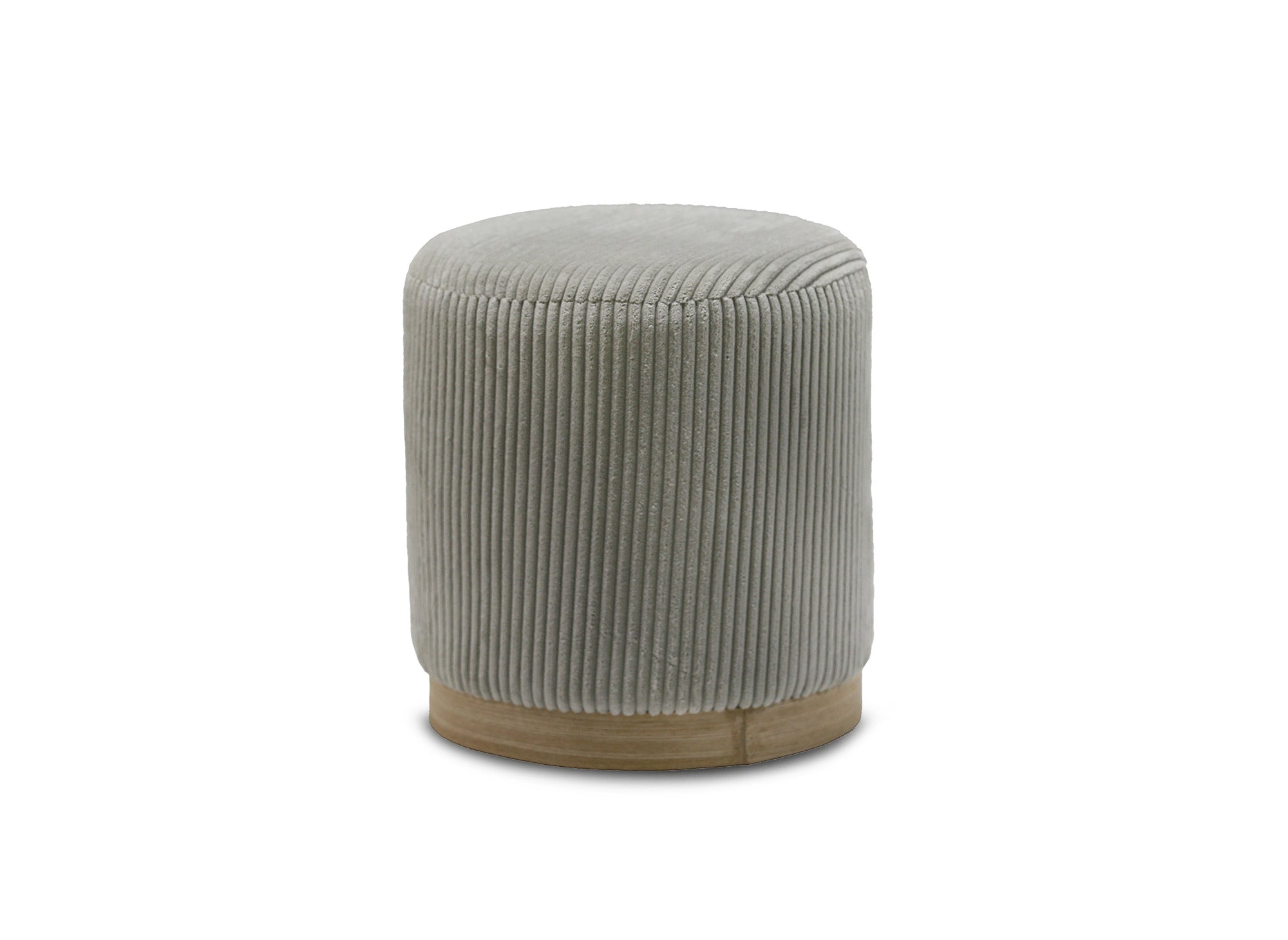 Pouf design en velours côtelé gris et pied en bois NAORA