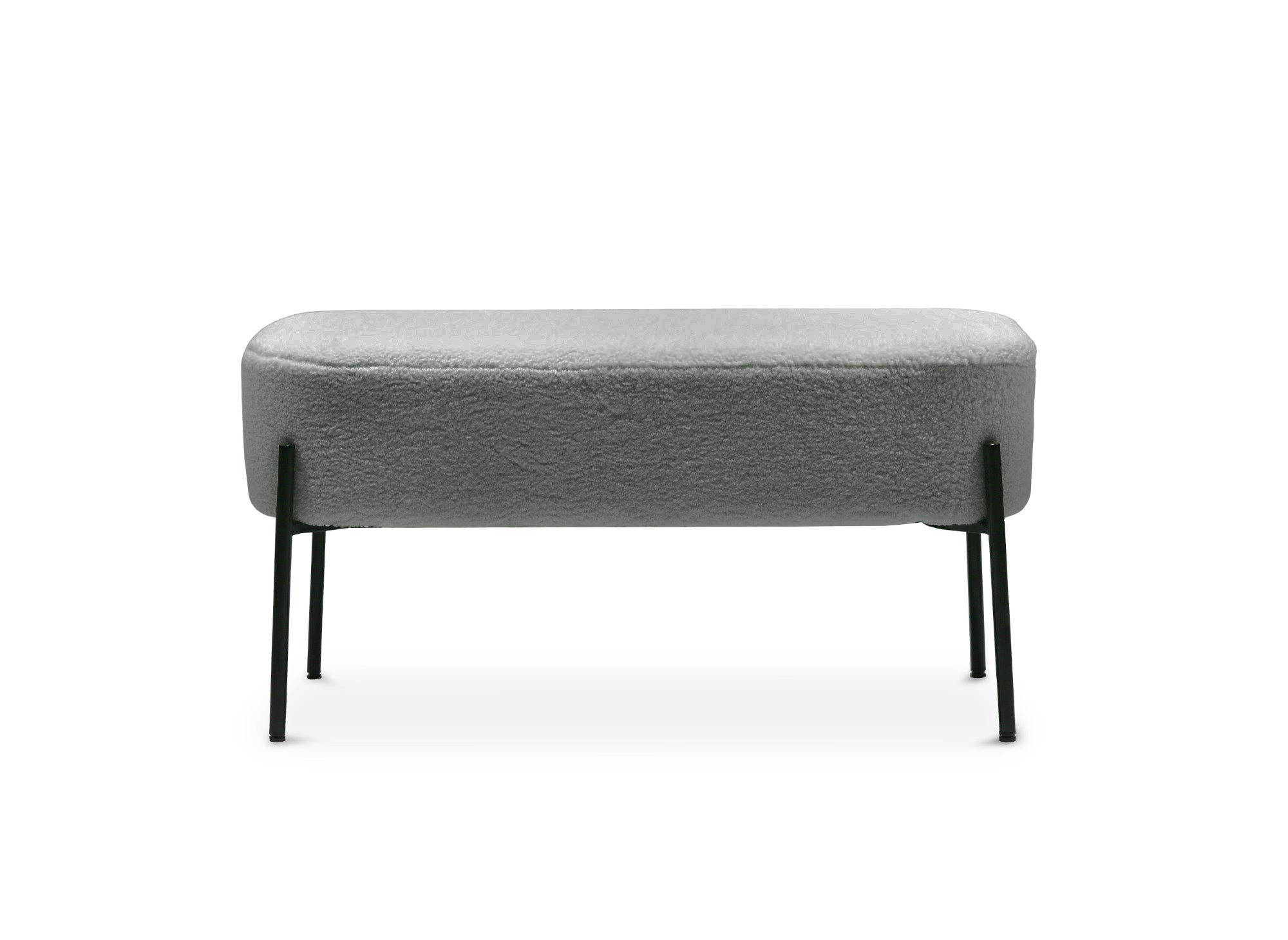 Banquette en tissu effet peau de mouton gris et pieds en métal noir LEYAN