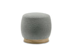 Pouf en tissu effet peau de mouton gris et bois VALEA