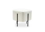 Pouf carré en tissu bouclette blanc écru et pieds en métal noir CUBIC