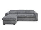 Canapé d'angle gauche convertible avec coffre en velours côtelé épais gris PETUNIA - Angle gauche