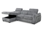 Canapé d'angle gauche convertible avec coffre en velours côtelé épais gris PETUNIA - Angle gauche