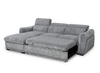 Canapé d'angle gauche convertible avec coffre en velours côtelé épais gris PETUNIA - Angle gauche