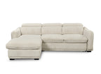 Canapé d'angle gauche convertible avec coffre en velours côtelé épais beige PETUNIA - Angle gauche