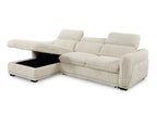 Canapé d'angle gauche convertible avec coffre en velours côtelé épais beige PETUNIA - Angle gauche