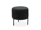 Pouf design en velours noir et pieds en métal noir GALY