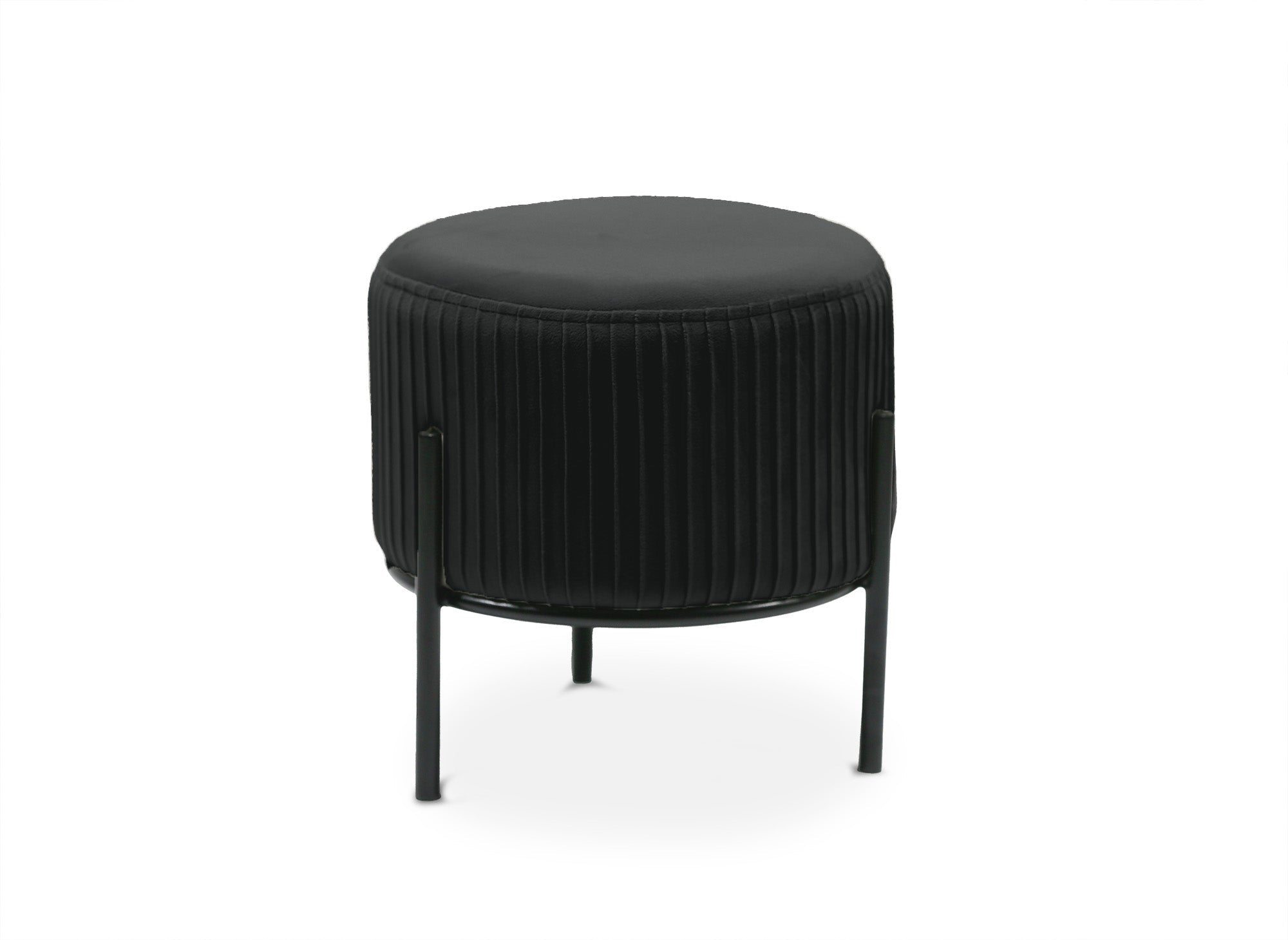 Pouf design en velours noir et pieds en métal noir GALY