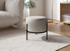 Pouf design en velours taupe et pieds en métal noir GALY
