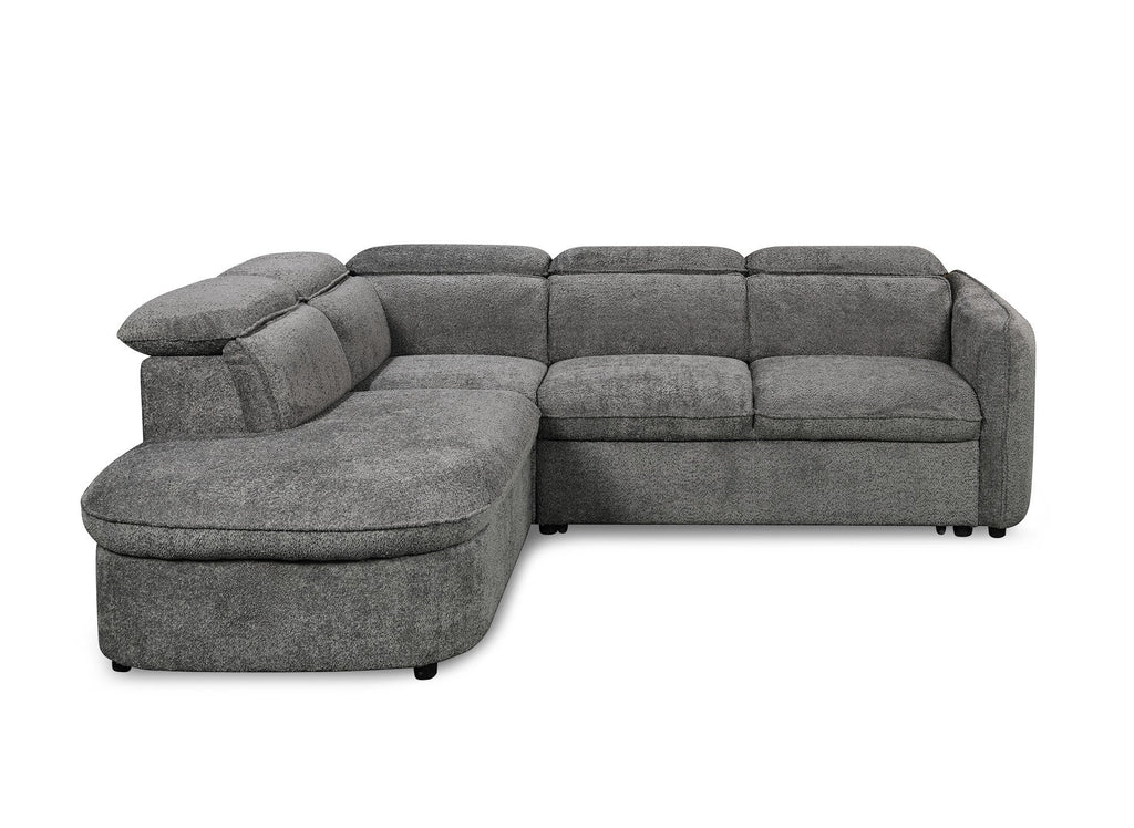 Canapé d'angle convertible avec coffre de rangement en tissu bouclette gris BAYA - angle gauche