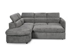 Canapé d'angle convertible avec coffre de rangement en tissu bouclette gris BAYA - angle gauche