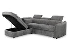 Canapé d'angle convertible avec coffre de rangement en tissu bouclette gris BAYA - angle gauche