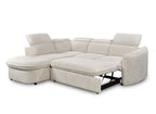 Canapé d'angle convertible avec coffre de rangement en tissu bouclette écru BAYA - angle gauche