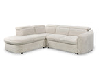 Canapé d'angle convertible avec coffre de rangement en tissu bouclette écru BAYA - angle gauche