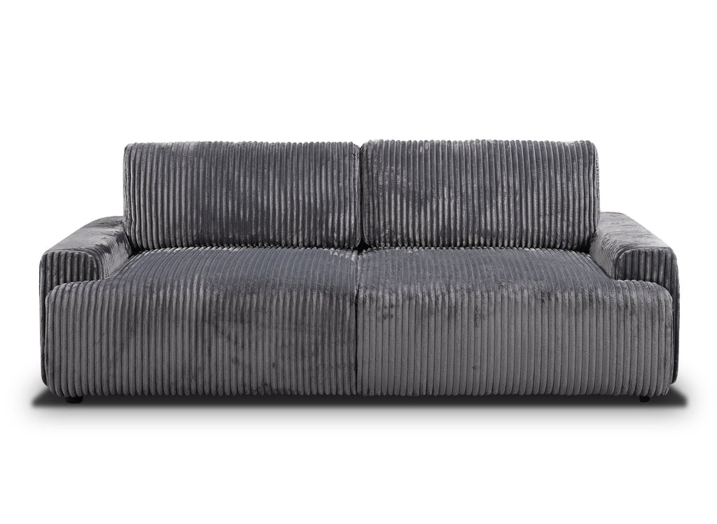 Canapé convertible avec coffre en velours côtelé épais gris MILO