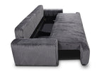 Canapé convertible avec coffre en velours côtelé épais gris MILO