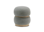 SNOW designer pouf in grey sheepskin-effect fabric and wood