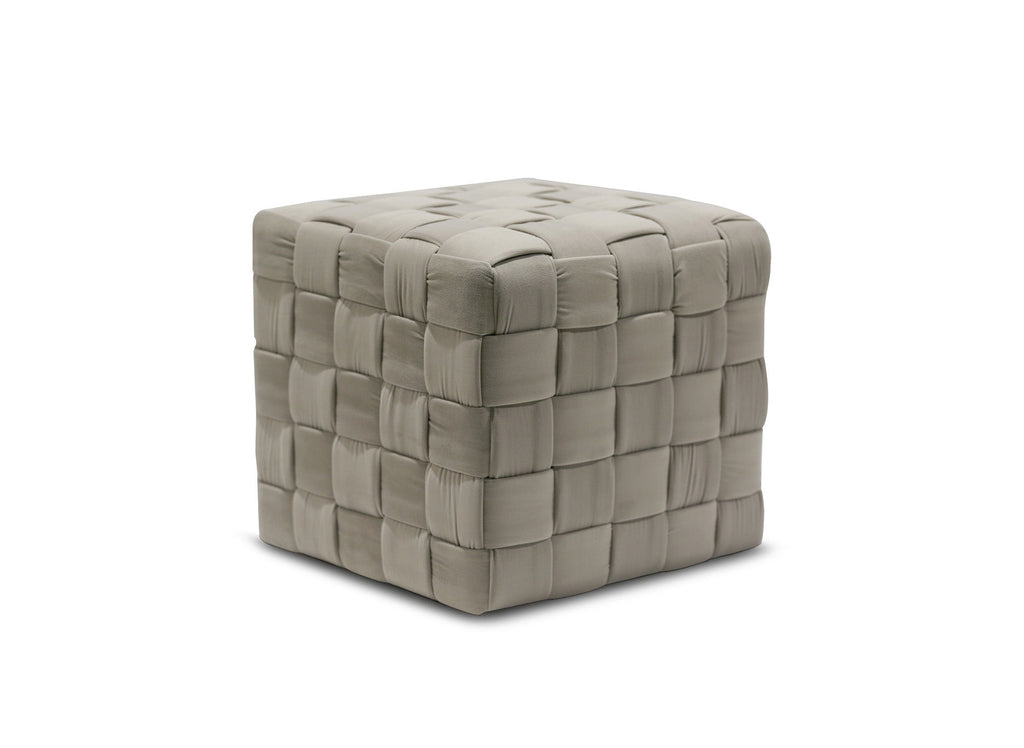 Pouf carré en velours taupe tressé MALEK