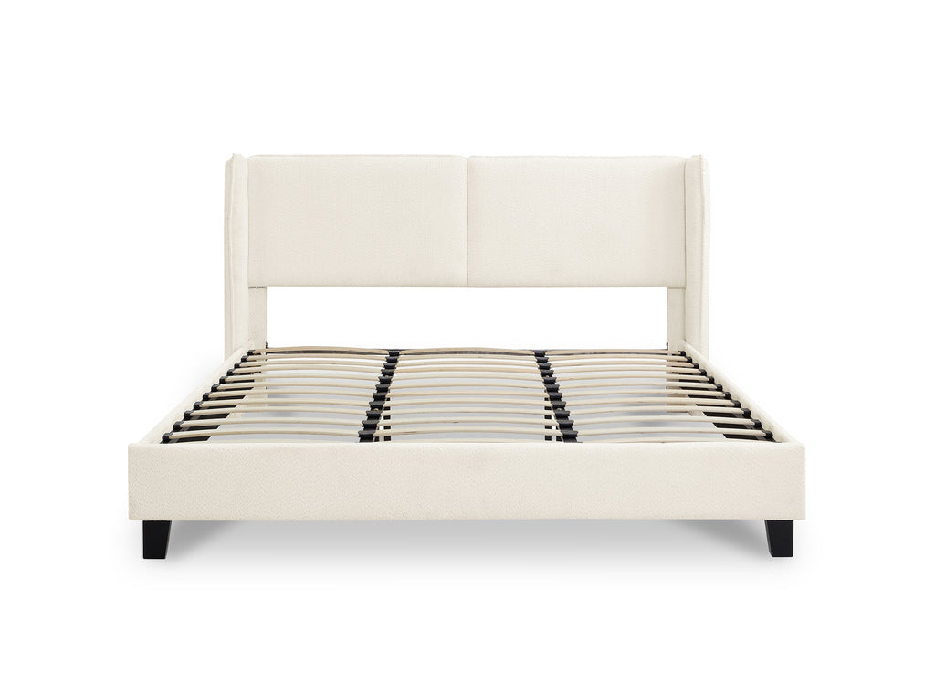 Lit double en tissu effet peau de mouton beige 160x200 cm KAYDEN