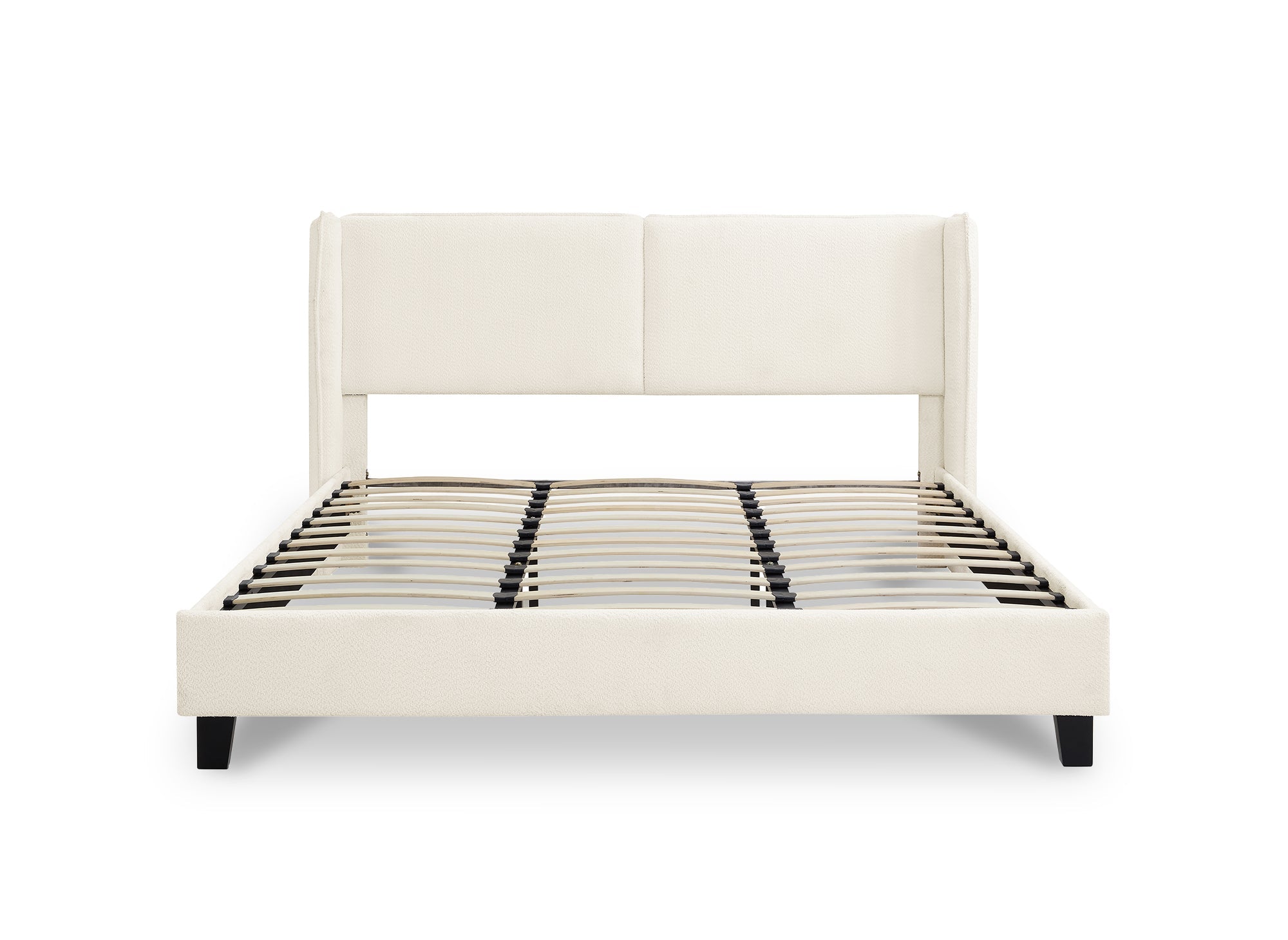 Lit double en tissu effet peau de mouton beige 160x200 cm KAYDEN