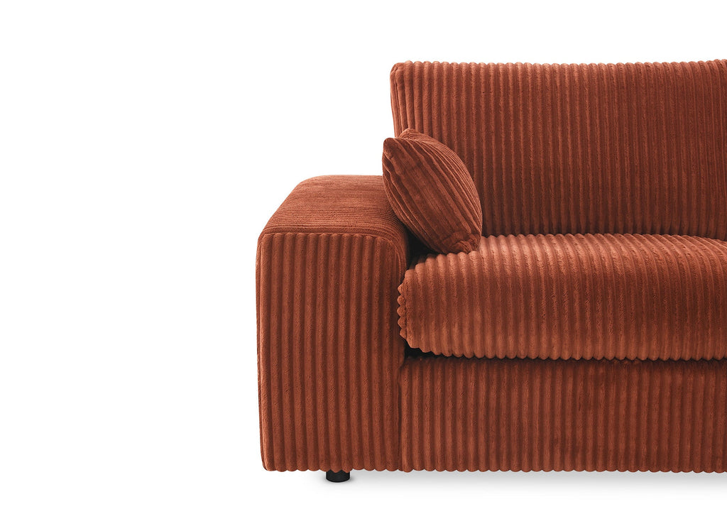 Canapé d'angle réversible en gros côtelé doux terracotta SIRINA